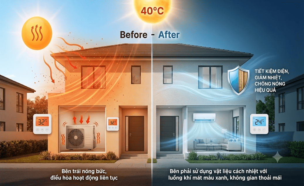 Chống nóng nhà hướng Tây top 6 cách phổ biến nhất 2026